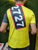 Yellow and grey half sleeve jersey, Lycra sports wear with printed net pattern
