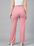 Trendy modern cotton blend trousers for women, solid net, size 26-34 inches