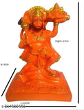 Orange Polyresin Panchmukhi Hanuman Ji Murti, detailed Indian artistry for home, office or car decor