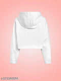 Soft cotton blend crop top hoodie for girls, featuring western print design. Comfortable and fully washable with long sleeves. Made in India