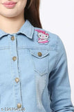 Blue embroidered denim women's jacket (S34/21", "M36/21", "L38/21", "XL40/21) - versatile wardrobe essential