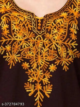 Woolen solid kurti for women L/40in, XL/42in, XXL/44in - Indian Aari embroidery artistry