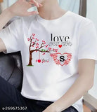 White polyester men's half sleeve printed round neck t-shirt, trendy design on display