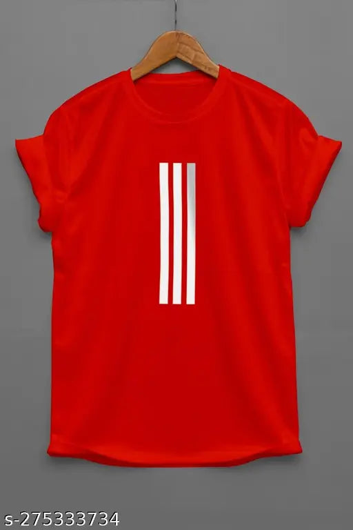 Striped cotton color block men's round neck t-shirt from Indya Trendz, ideal for casual wear with chinos or trousers