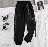 Stylish black cotton blend cargo for women & girls, self-design net pattern, various sizes available