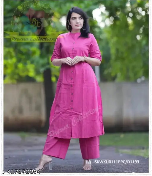 Trending printed cotton kurta & palazzo set for women with one side pocket, perfect for summer