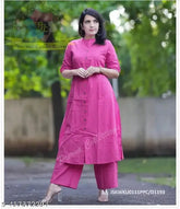 Trending printed cotton kurta & palazzo set for women with one side pocket, perfect for summer
