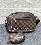 PU checked net sling bag for girls and women, premium first-quality trending accessory in free size from India