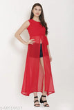 Women's georgette sleeveless kurti, solid-colored multipack from India
