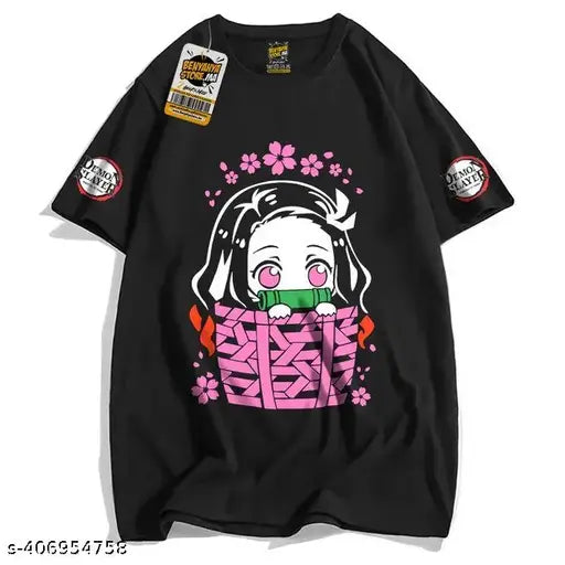 Demon Slayer anime print men's polyester t-shirt, short sleeves, vibrant design, regular fit, round neckline
