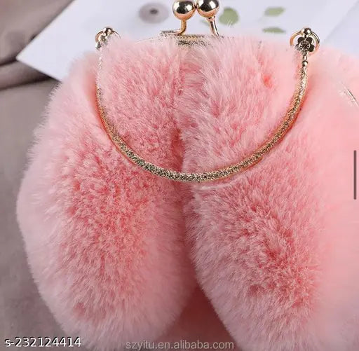 Autumn fur sling bag for women, rabbit ear purse by Kiddykin - Indian made, versatile style with essential storage