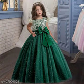 Embellished net girls' dress gown (1-12 years), Indian handcrafted partywear for young fashionistas