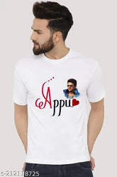 Printed net polyester men's T-shirt, Indian-origin Appu Ji design