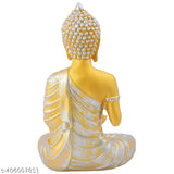 Golden 10inch Poly Resin Buddha Statue with candle holder, brings tranquility to home & office decor