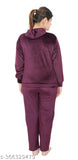 Velvet winter night suit for women - Dartline soft velvet pyjamas in solid color
