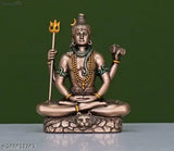 Bronze Bholenaath Shiva Idol, intricately detailed with Trishool and Damru, perfect for car dashboard or home temple decor