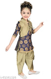 Festive Blue Embroidered Patiala Suit for Girls - RK Collection, cotton blend Anarkali style with printed pattern and short sleeves. Indian ethnic kids wear, size 3-4 years