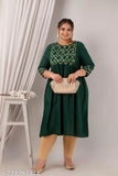 Rayon A-Line Long Kurti, solid color with gold gota work, beautiful women's fashion accessory