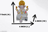 White marble Ganesha idol, detailed decorative statue for pooja room, 7 inch height