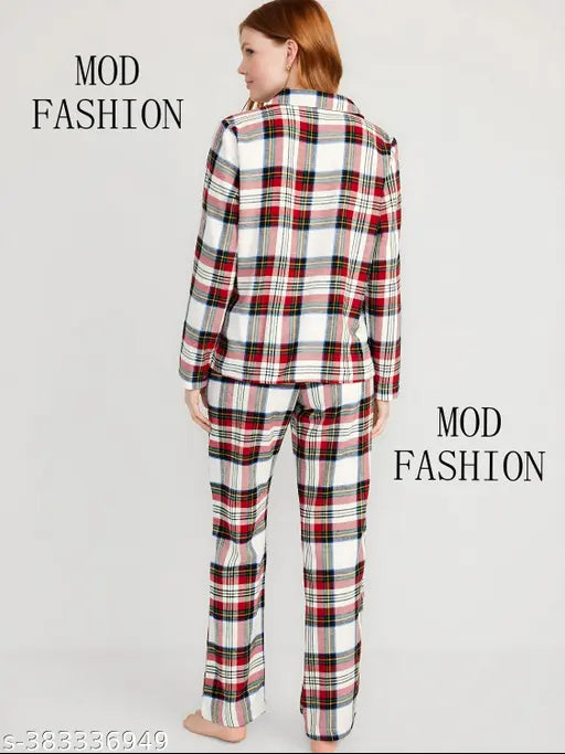 Mod Fashion multicolor checked premium export surplus flannel night suit - luxury cotton loungewear in soft cotton blend for cozy winter sleepwear