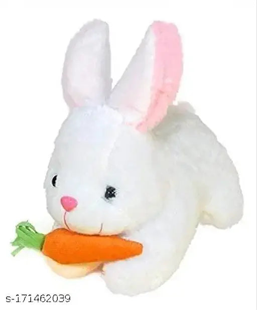 White teddy bear with carrot soft toy, perfect for home or car decoration, 32 cm tall (R K Gift Gallery)