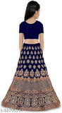 Attractive Satin lehenga choli with embroidery, suitable for ethnic or festive wear for baby girls aged 3-15 years. Embroidered short sleeves paired with matching net dupatta. Premium quality, first wash dry clean then handwash. Indian traditional wear, made in India