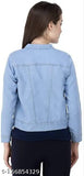 Light blue denim jacket MHR Fashion, solid pattern for teens, long sleeves, Indian origin