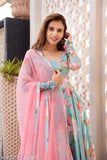 Georgette floral printed women's gown with dupatta, Indian evening wear for occasions