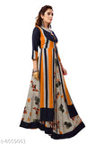 Rayon Anarkali long kurta, round neck 3/4 sleeve, printed, fully stitched - Indian women's party wear