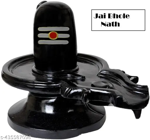 Black resin Shivaling religious idol for pooja or dashboard, Indian art form