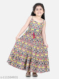 Jaipuri print cotton ethnic dress for kids multi-sized, vibrant and sleeveless
