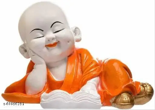 Handcrafted gold poly resin baby Buddha statues, set of 2 for home decor and housewarming gifts