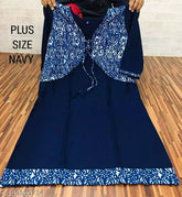 Plus size rayon slub kurta with attached jacket, Indian-origin fashion for women over 48in bust