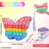 PU butterfly Pop It sling bag, solid net, free size for baby girls, vibrant colors, intricate design, sturdy sling, detachable, tactile element, durable, compact size, made in China