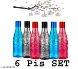 Multicolor plastic mosaic fridge water bottle set for kids, BPA-free and spill-proof design