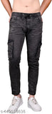 Mans blue denim jogger jeans, solid black color, 6-pocket design, size 28/waist 28in, length 35in; also available in sizes 30, 32, and more. Indian-made men's fashionable denim wear