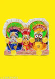 Ceramic Vignu jewellery, intricate handicraft showpiece featuring Balabhadra, Devi Shubhadra, and Jagannath idols from India. Product dimensions: 26 cm (L) x 10 cm (H) x 3 cm (B), net quantity 1 piece