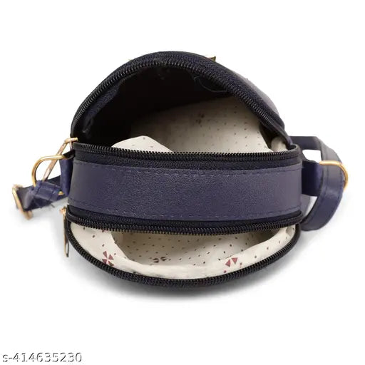 PU sling bag for girls, solid net mini design with 3 compartments, free size (5x6x4in), Indian-made accessory