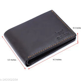 Brown genuine leather wallet, 2 compartments with RFID blocking technology, sleek design for men