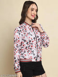 Fleece women's winter jacket with printed net pattern, long sleeves, available in S, M, L, XL