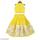 Embroidered Georgette Lehenga Choli for Baby Girls, fully stitched, sleeveless, Indian traditional wear for 2-3 years (size 22x23in), embroidered detailing