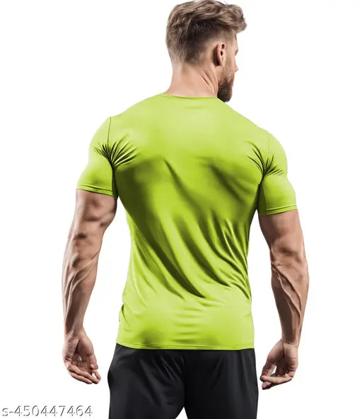 Men's 3Colors RGB Dri-Fit Polyester QuickDry T-Shirt - Moisture-Wicking Activewear for Gym FORCE, short sleeves, printed net, India