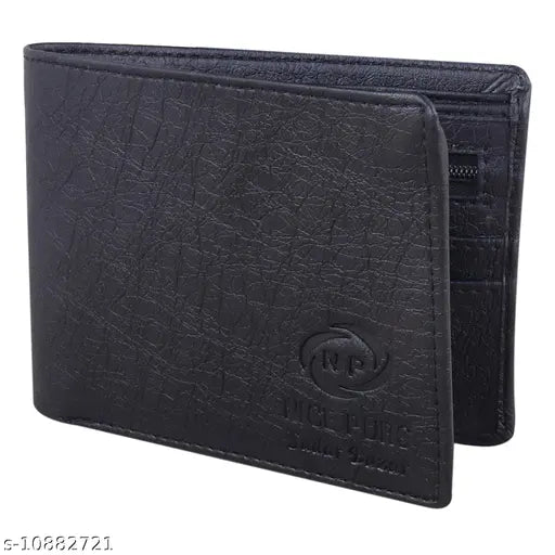 Faux leather mens wallet, solid net design, unique accessory from India