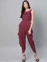 Embroidered polyester cowl jumpsuit, sleeveless with front embellishment and zipper closure. Indian-made, suitable for size S-XL
