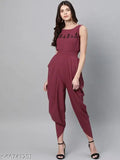 Polyester embroidered cowl jumpsuit for women in size S, featuring a sleeveless design and zipper closure. Indian-made, great for cocktail parties with heels
