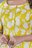 Seleesa yellow floral digital print kurti with palazzo, vibrant and stylish women's ensemble for various occasions, crafted from soft rayon