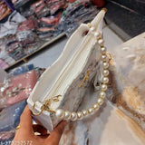 Synthetic marble wave-handle sling bag, printed net pattern, free size, hand-held handle and shoulder-belt for women and girls