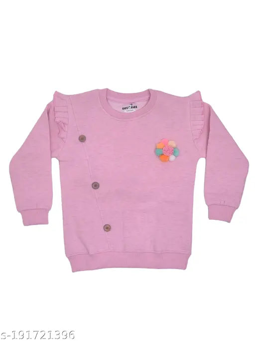 Wool-blend fleece round neck sweatshirt hoodie for girls, printed with winter designs, size 11-12 years