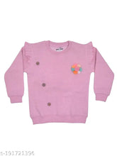 Wool-blend fleece round neck sweatshirt hoodie for girls, printed with winter designs, size 11-12 years