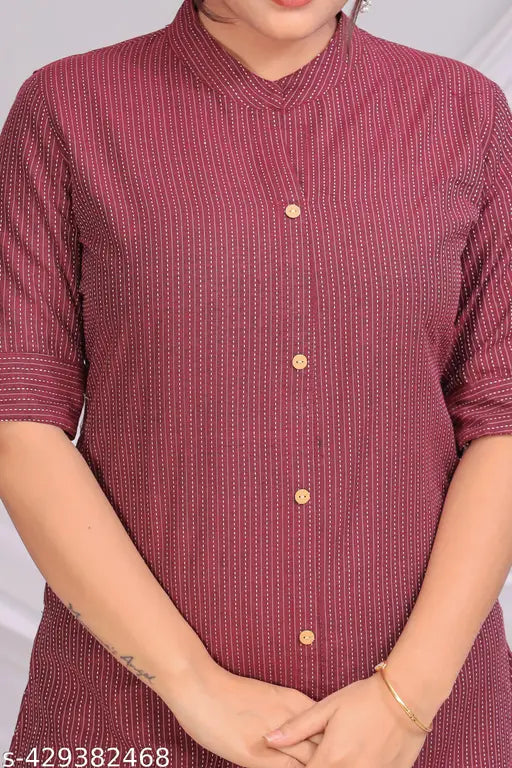 Women's cotton kurta pant with palazzos, solid net design, short sleeves, India-made clothing for ladies